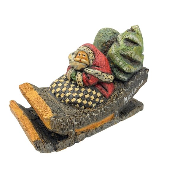Vintage Silvestri Santa & His Sleigh Signed Anthony Costanza resin Christmas dec - Picture 1 of 9